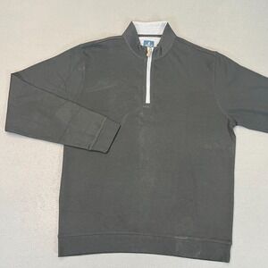 Johnnie-O Mens Large Sully 1/4 Zip Pullover Wrinkle Resistant Black Modal